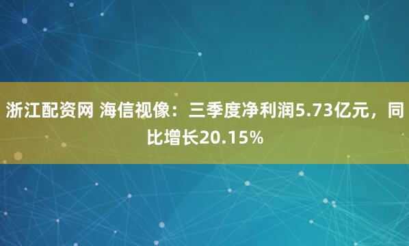 浙江配资网 海信视像：三季度净利润5.73亿元，同比增长20.15%