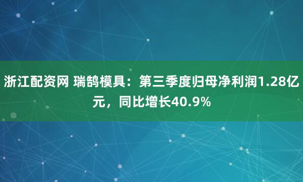 浙江配资网 瑞鹄模具：第三季度归母净利润1.28亿元，同比增长40.9%